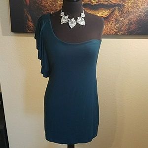Tops - Green One Shouldered Blouse Tops - Green One Shouldered Blouse